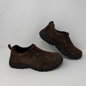 Duluth Trading Suede Slip-On Trail Shoes Men’s 9 W Brown Hiking Mocs